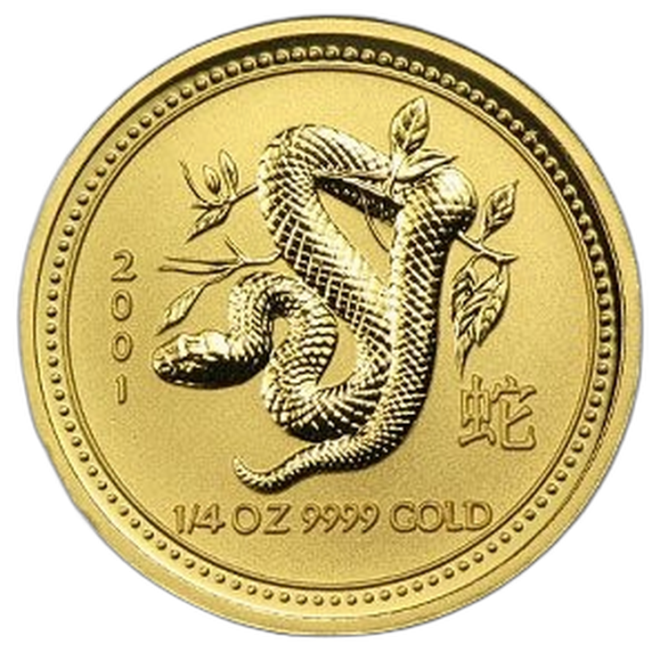 1/4 Troy ounce gouden munt Lunar 2001 voorkant