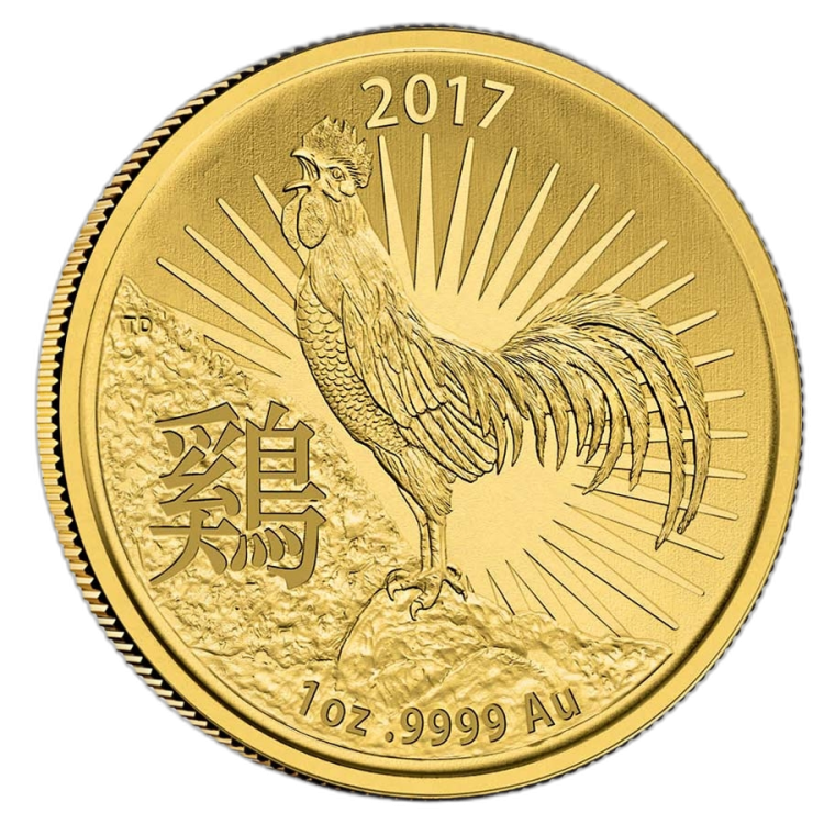 1 Troy ounce gouden munt China Lunar 2017 voorkant