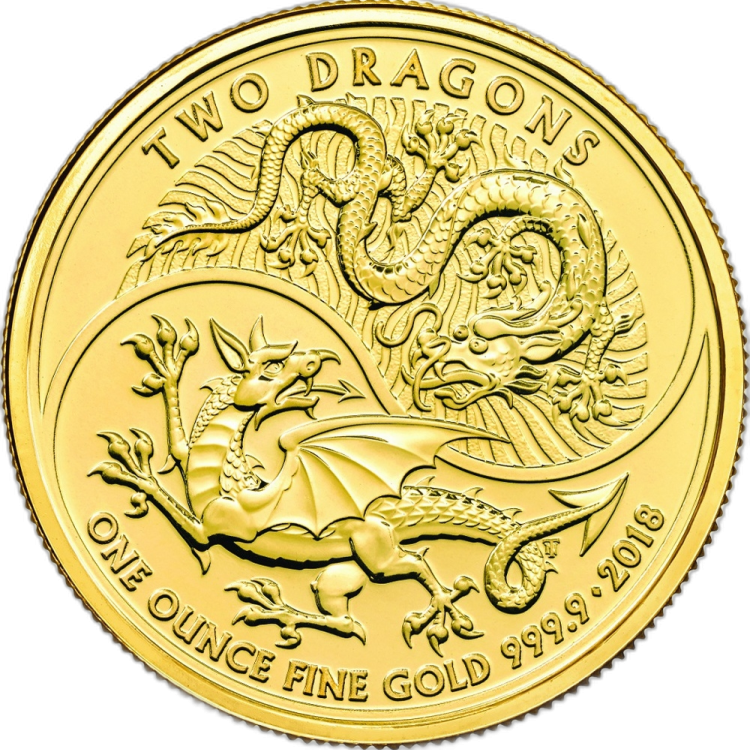 1 Troy ounce gouden munt Dragon Dragon 2018 voorkant