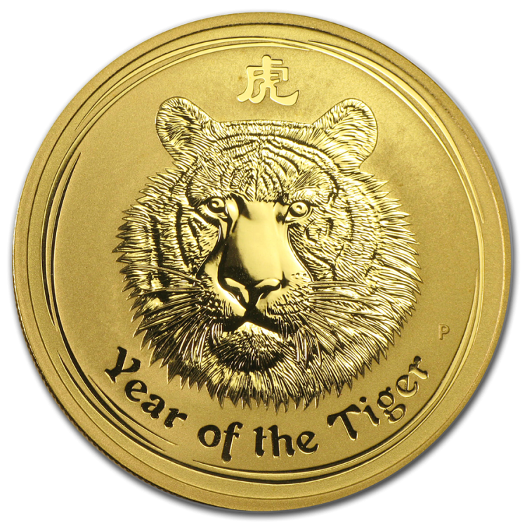 1 Troy ounce gouden munt Lunar 2010 voorkant