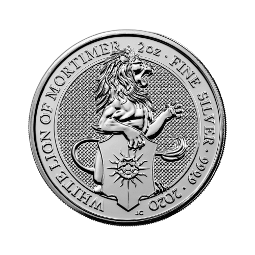 2 Troy ounce silver coin Queens Beasts White Lion 2020 front