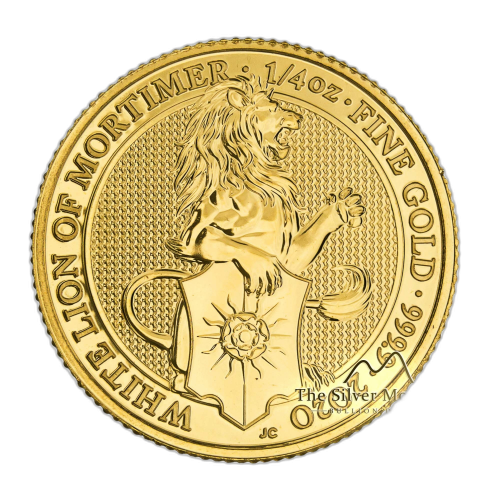 1/4 Troy ounce gouden munt Queens Beasts White Lion voorkant