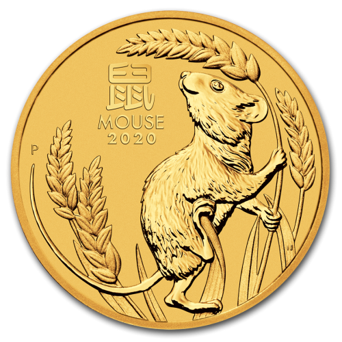 1/10 Troy ounce gouden munt Lunar 2020 voorkant