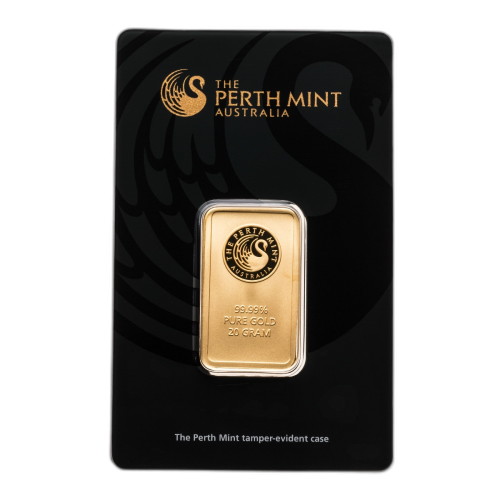 Gold bar 20 grams Perth Mint front