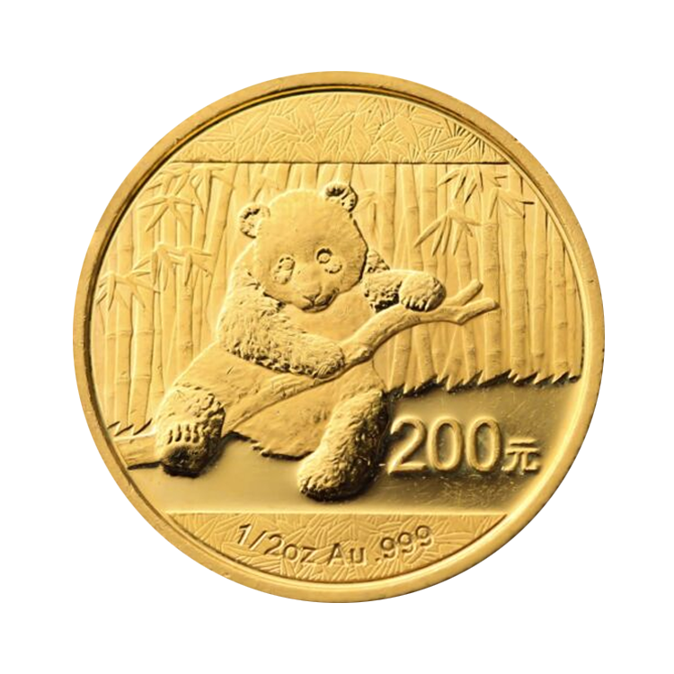 1/2 troy ounce gouden Panda munt 2014 voorkant