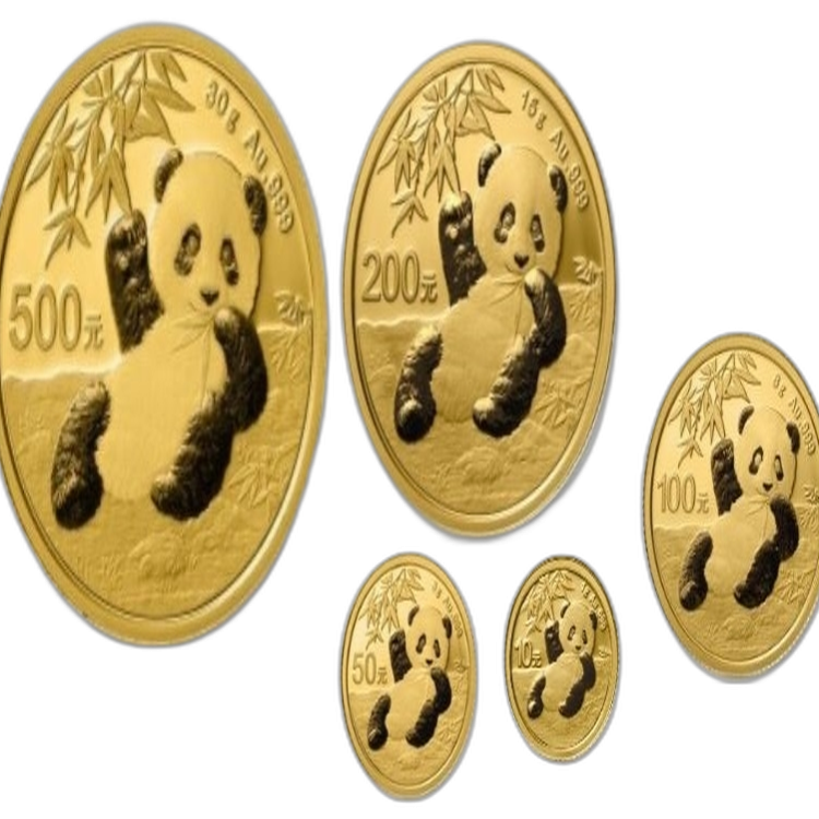 5-Delige set gouden munten Panda 2020 voorkant