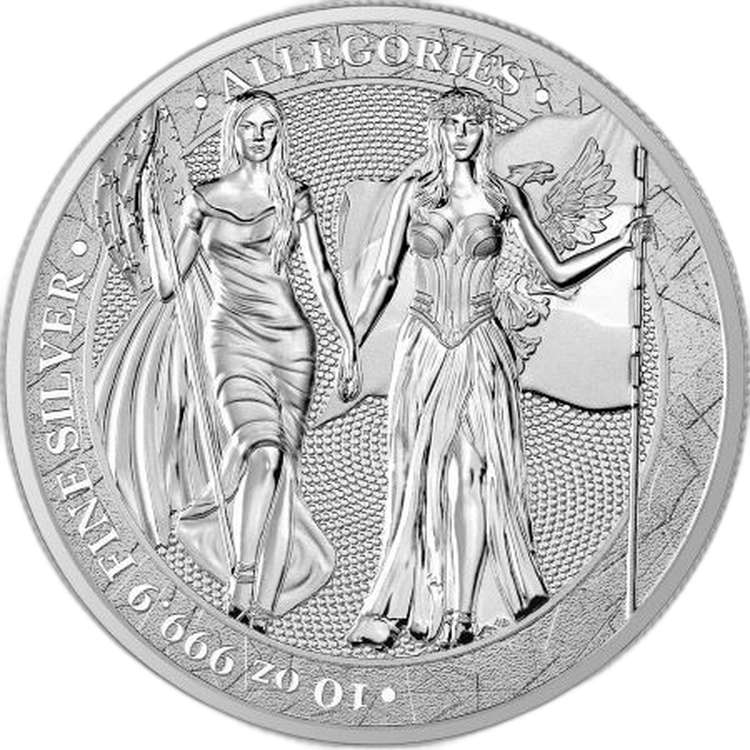 10 Troy ounce zilveren munt Columbia Allegories 2019 voorkant