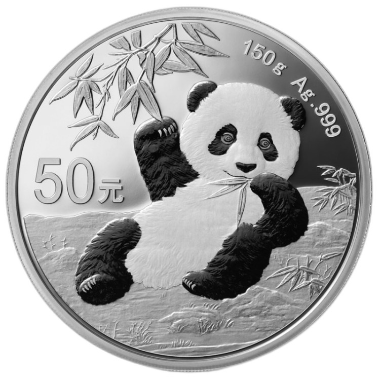 150 Gram silver coin Panda 2020 front