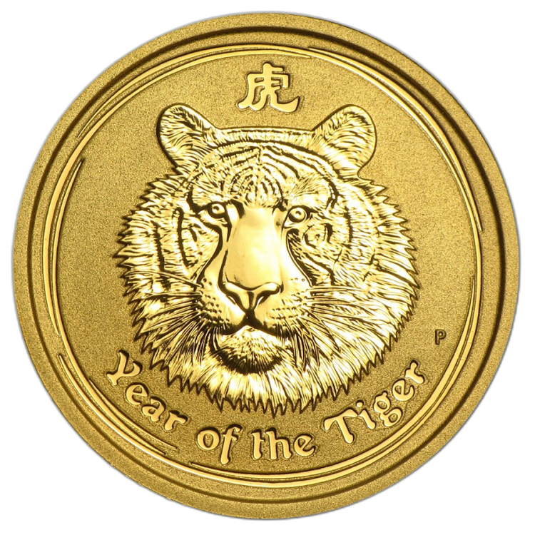 1/10 Troy ounce gouden munt Lunar 2010 voorkant