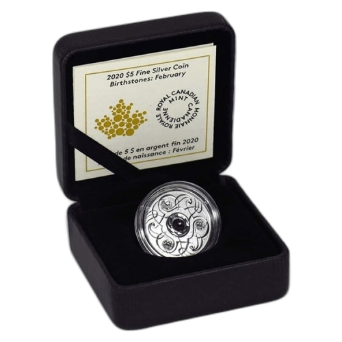 Silver coin February Birthstone Swarovski 2020 front