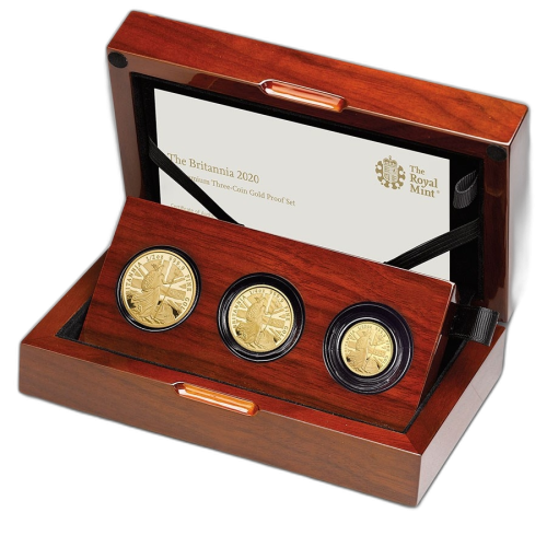 3-Coin gold Britannia Proof set 2020 front