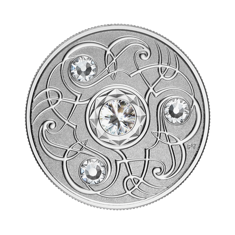 Silver coin April Birthstone Swarovski 2020 front