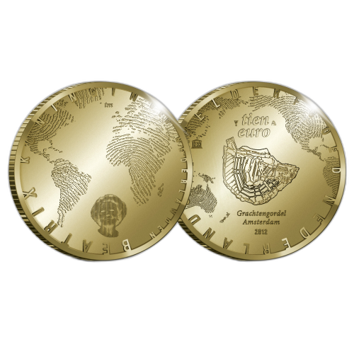 Gold ten guilder coins front