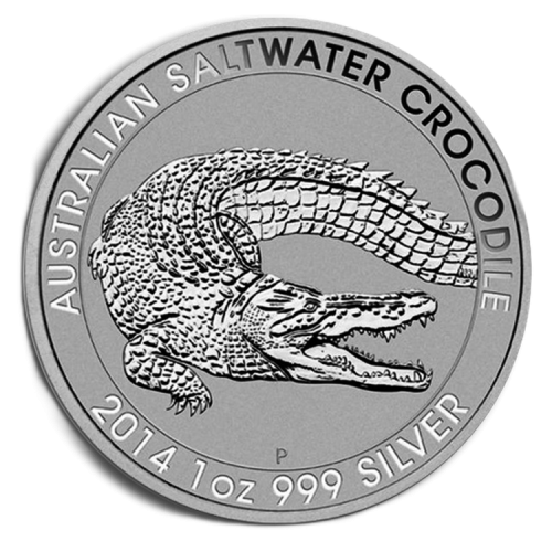 1 troy ounce silver Crocodile coin 2014 front