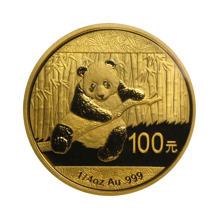 1/4 troy ounce gouden Panda munt voorkant