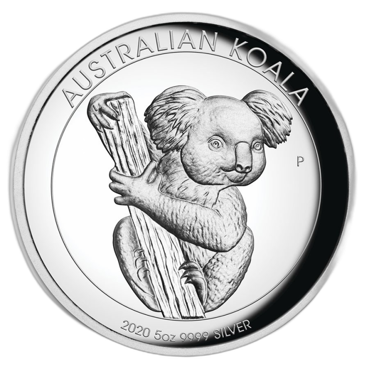 5 Troy ounce silver coin Koala 2020 Proof front