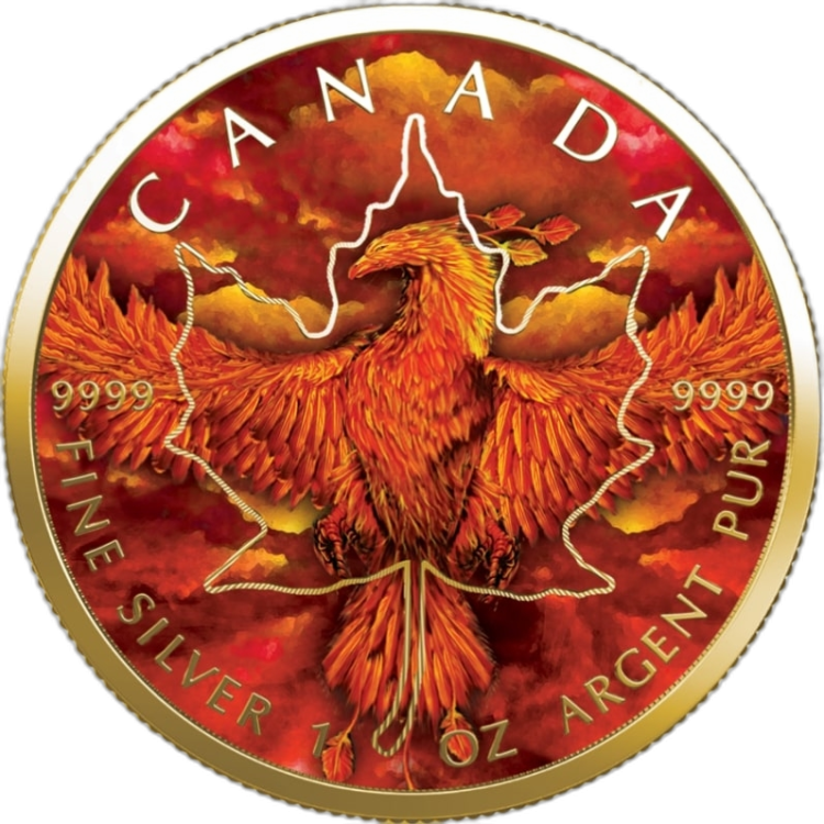 1 Troy ounce zilveren munt Maple Leaf Rising Phoenix 2020 voorkant