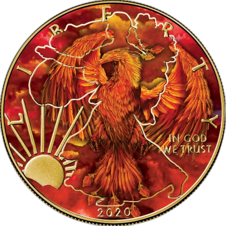 1 Troy ounce zilveren munt American Eagle Rising Phoenix 2020 voorkant