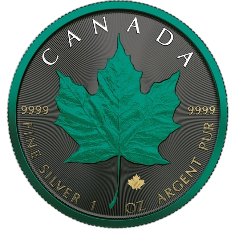 1 Troy ounce zilveren munt Maple Leaf Space Green 2020 voorkant