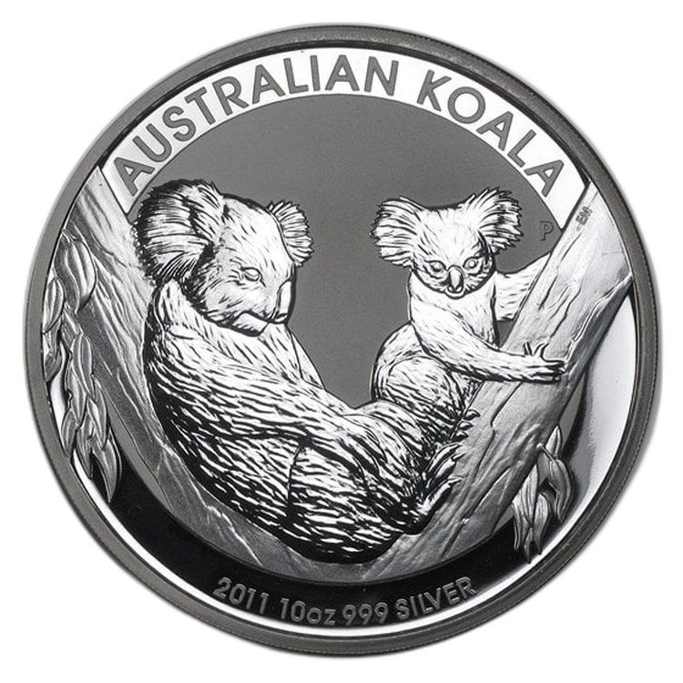 10 troy ounce zilveren Koala munt 2011 voorkant