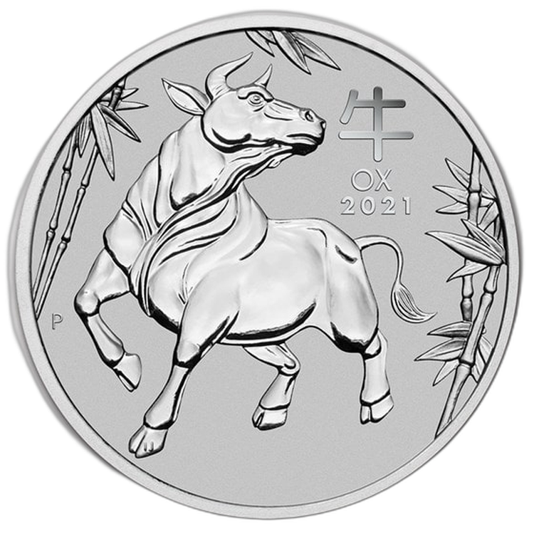 1 Troy ounce platina munt Lunar 2021 voorkant