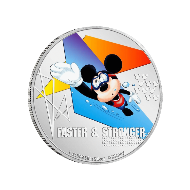 1 troy ounce zilveren munt Disney Mickey Mouse - Faster and Stronger 2020 Proof voorkant