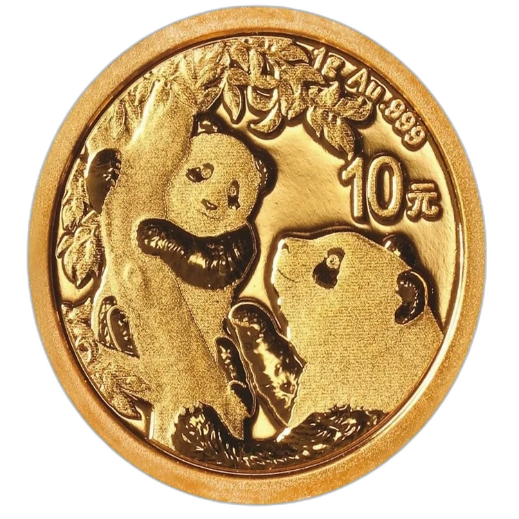 1 Gram gouden munt Panda 2021 voorkant