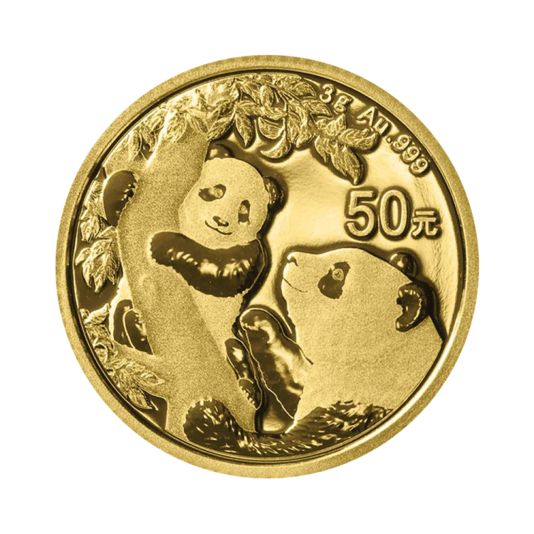 3 Gram gouden munt Panda 2021 voorkant