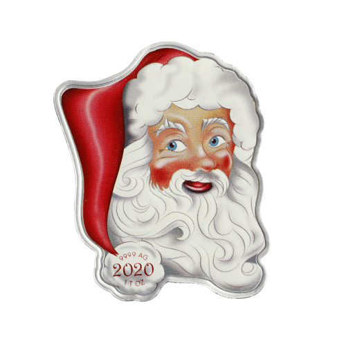 1 troy ounce silver coin colored Santa Claus 2020 front