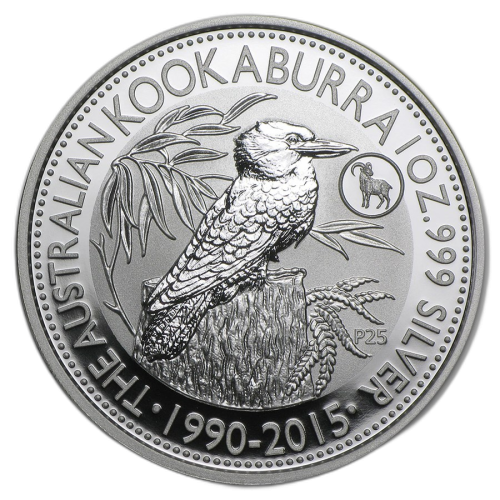 1 troy ounce zilveren munt Kookaburra (Goat Privy) 2015 voorkant