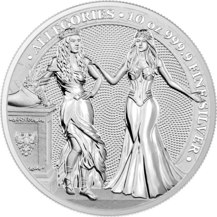 10 Troy ounce zilveren munt Germania en Italia 2020 voorkant