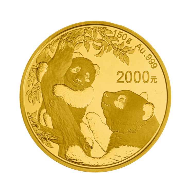 150 Gram gouden munt Panda 2021 Proof voorkant