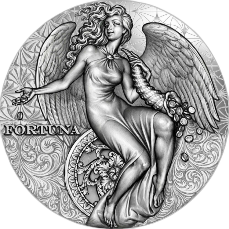 2 troy ounce zilveren munt Fortuna hemelse schoonheid 2021 voorkant