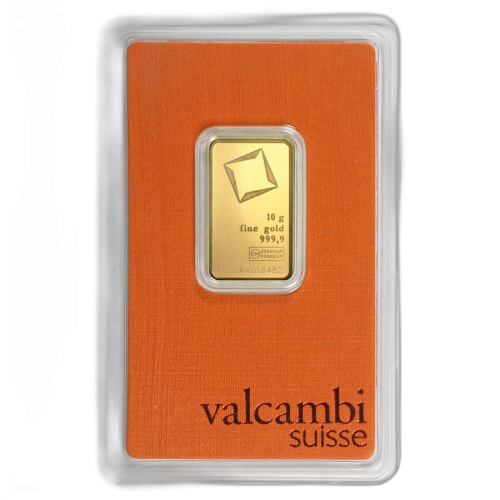 Gold bar 10 grams Valcambi front