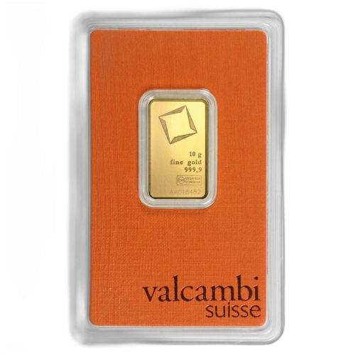 Goudbaar 10 gram Valcambi voorkant