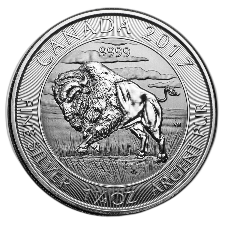 1.25 troy ounce zilveren Bison munt 2017 voorkant