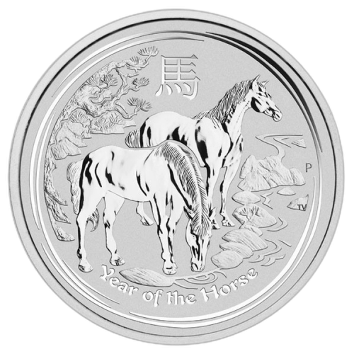 2014 Year of the Horse 10 troy ounce silver coin front