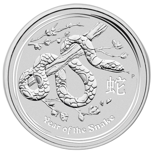 10 troy ounce silver Lunar coin 2013 - Year of the Snake front