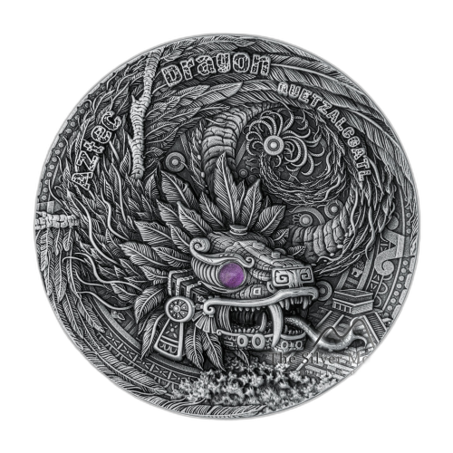 2 troy ounce silver coin Aztec Dragon 2020 front