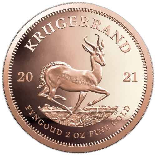 2 Troy ounce gold coin Krugerrand 2021 Proof front