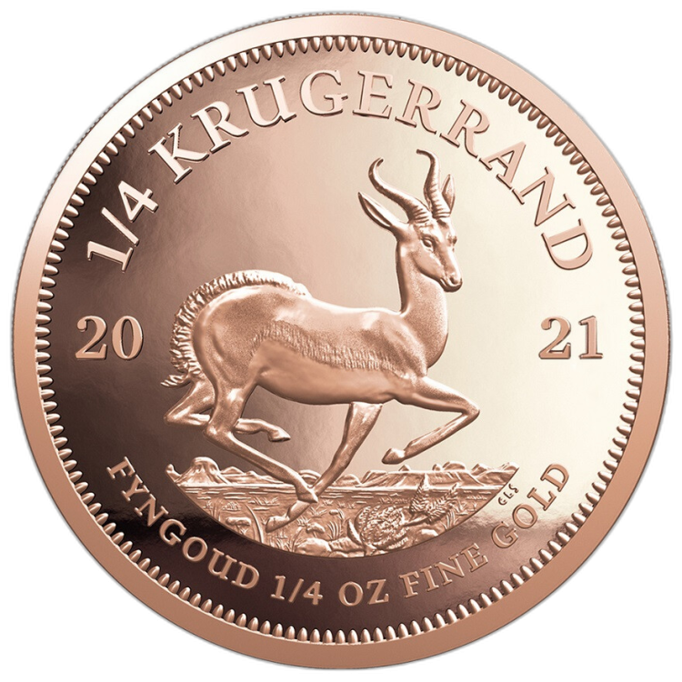 1/4 Troy ounce gouden munt Krugerrand 2021 proof voorkant