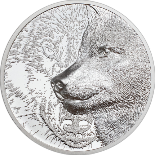 1 troy ounce silver coin Mystic Wolf 2021 Proof front