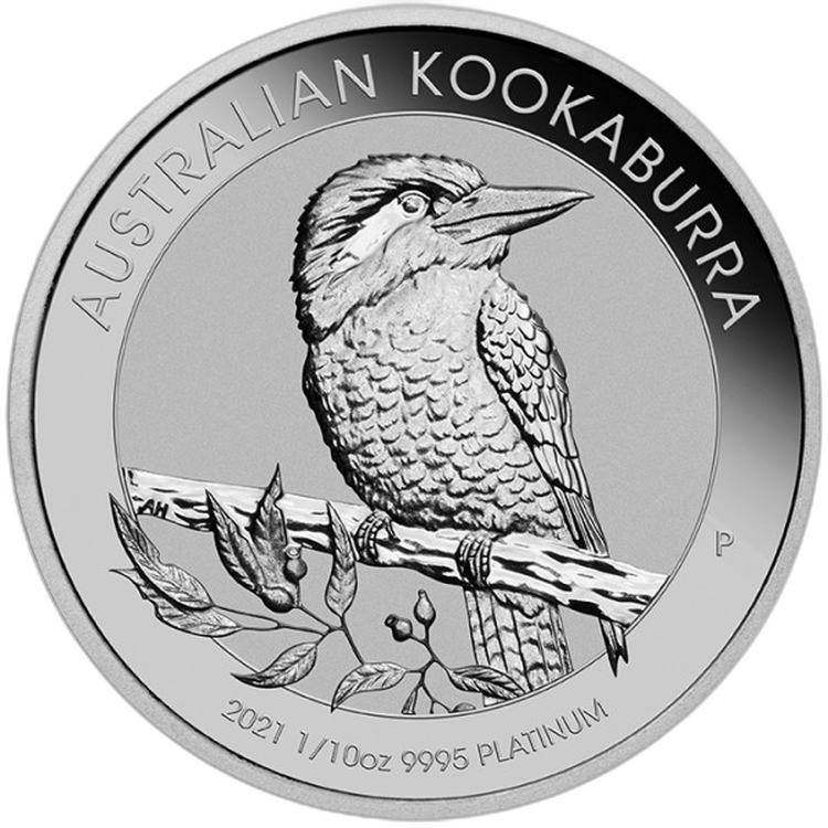 Kookaburra munt 2021 van 1/10 troy ounce platina voorkant