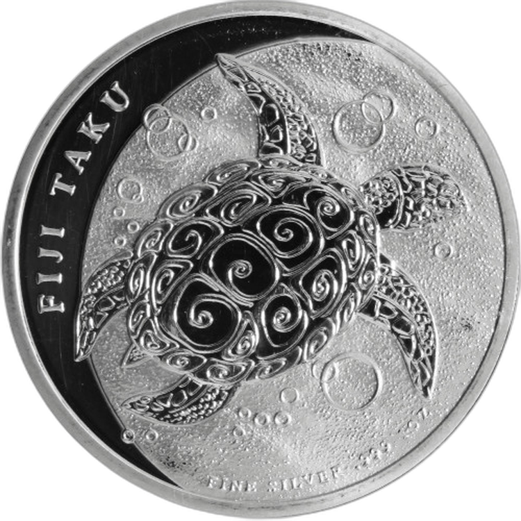 1 troy ounce silver Fiji Taku turtle coin front