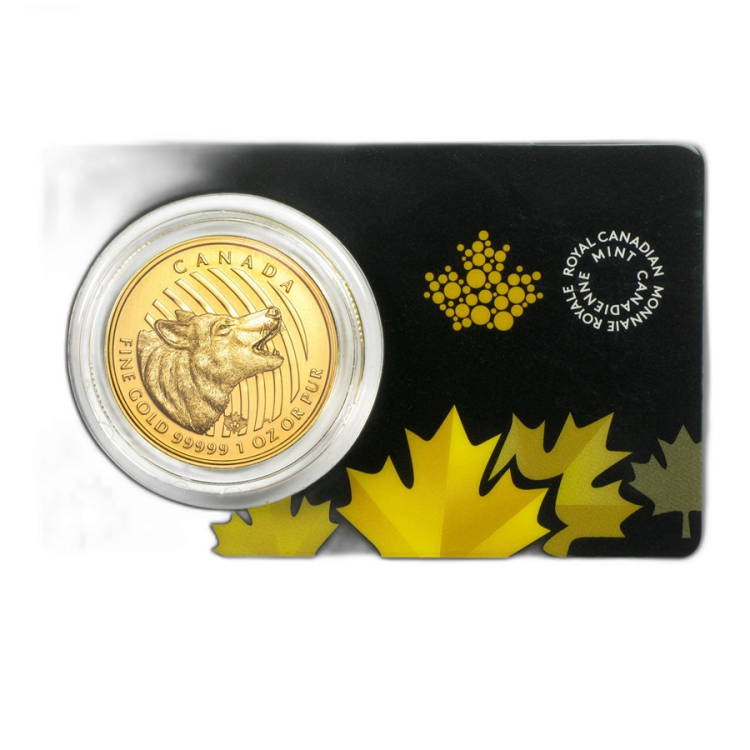 1 troy ounce gouden Howling Wolf 2014 munt voorkant
