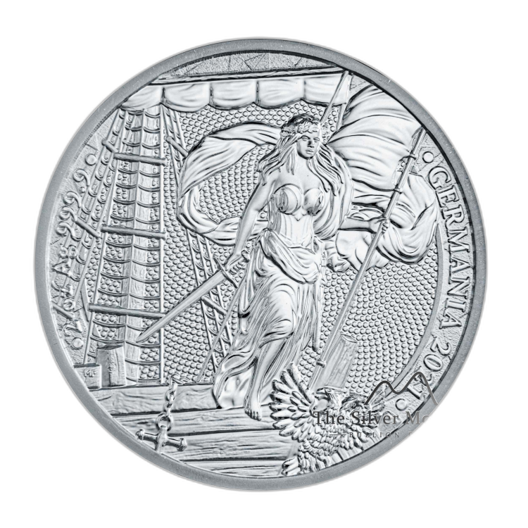 2 Troy ounce zilveren munt Germania 2021 voorkant