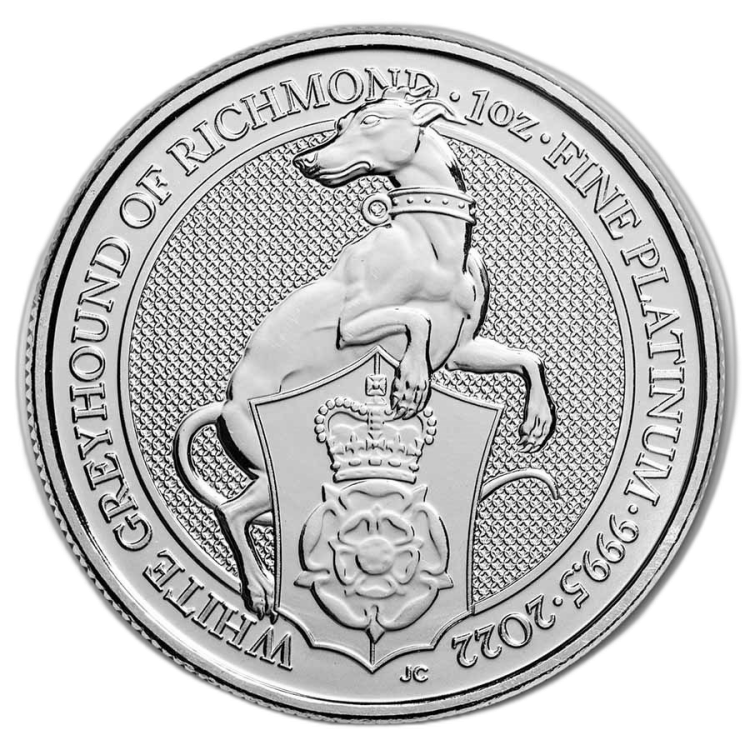 1 troy ounce platinum coin Queens Beasts White Greyhound front