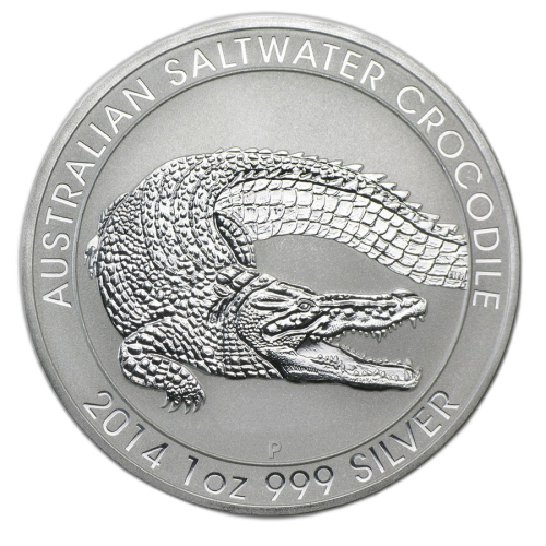 1 troy ounce silver coin Saltwater Crocodile 2015 front