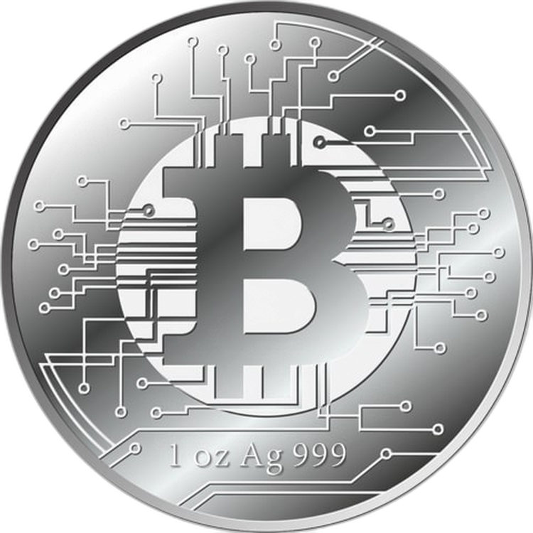 1 troy ounce zilveren munt Bitcoin 2022 voorkant