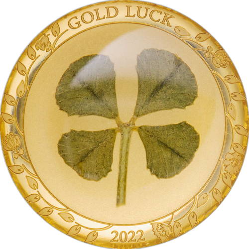 1 gram gold coin Four-Leaf Clover 2022 proof front